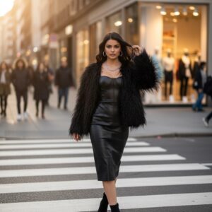 Premium Faux Fur Γούνα – Μαύρη One Size