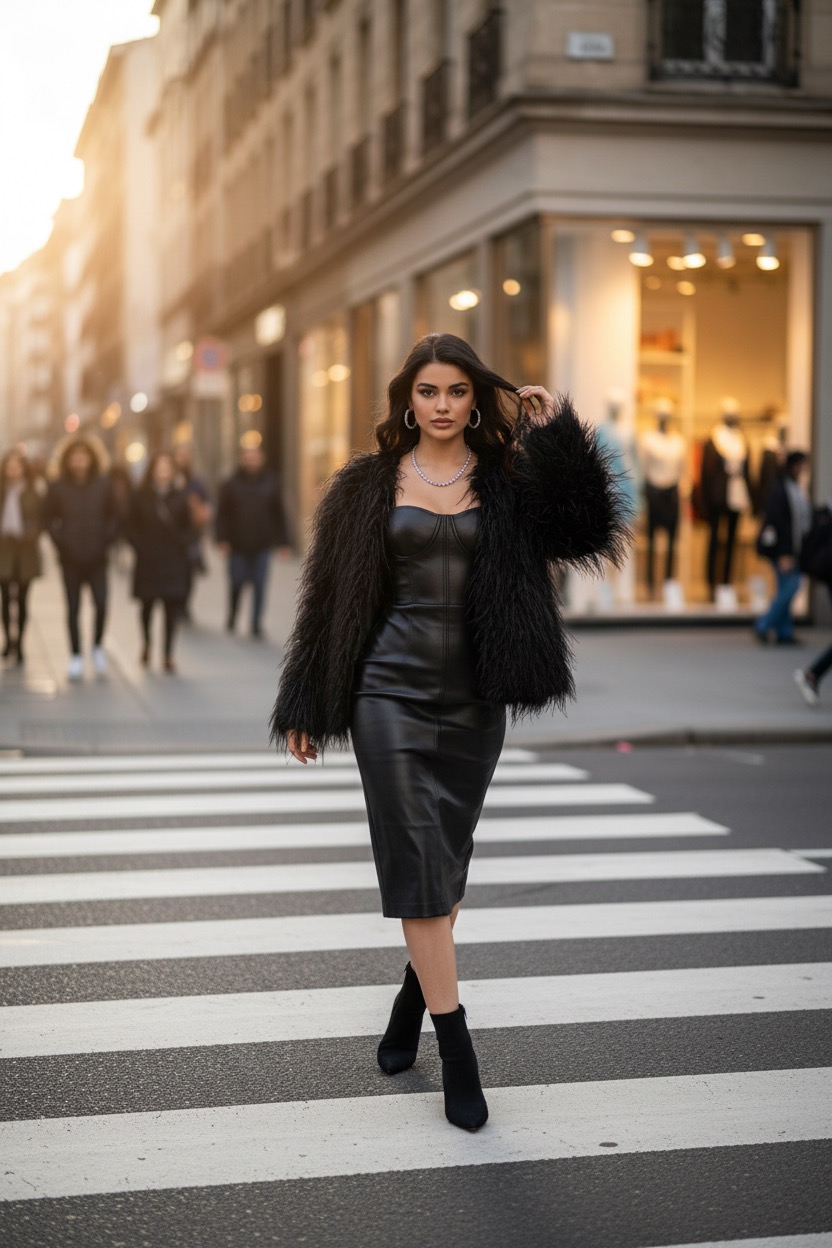 Premium Faux Fur Γούνα – Μαύρη One Size