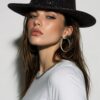 Μαύρο Καπέλο Fedora με Λαμπερή Υφή