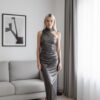 Metallic Maxi Φόρεμα με Έναν Ώμο – One Size
