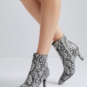 Γυναικεία Ankle Boots Snakeskin με Τακούνι