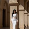 Γυναικείο Σετ Λευκό – Crop Top & Maxi Φούστα (One Size)
