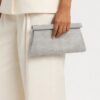 Ασημένιο clutch με strass – Minimal Glam Evening Bag